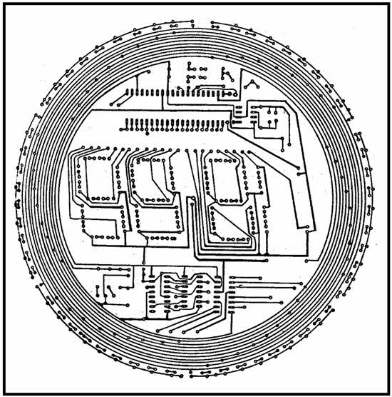 شکل 5 نقشه چاپی شامل مدار نمایش چرخان و مدار یک نمونه ساعت دیجیتال