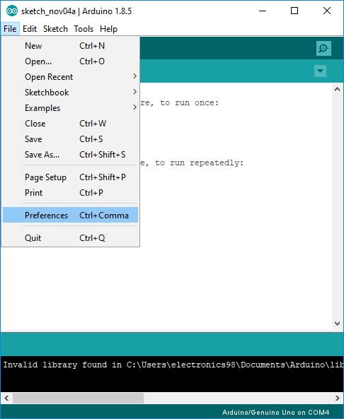 In your Arduino IDE, go to File > Preferences