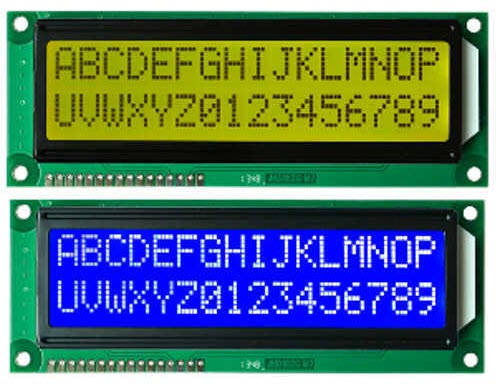 دو تصویر از LCD کاراکتری با نور پس زمینه سبز و آبی