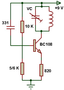 نقشه شماتیک مدار نوسان ساز FM با یک تراتزیستور 