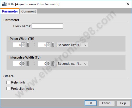 برگه تعیین پارامتر Asynchronous Pulse Generator
