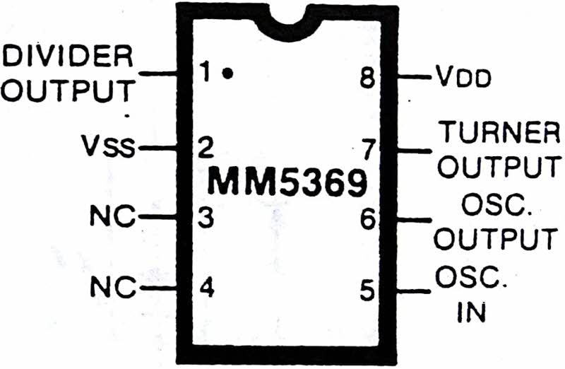 آرایش پایه های نوسان ساز/مقسم IC MM 5369