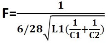 فرمول محاسبه فرکانس ساخته شده با نوسان ساز کولپیتس
